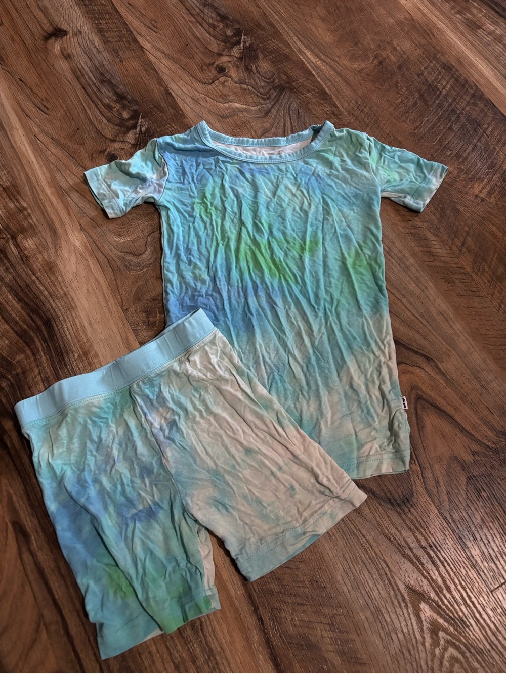 Little Sleepies Blue & Green Tie-Dye Kids Pajama Set